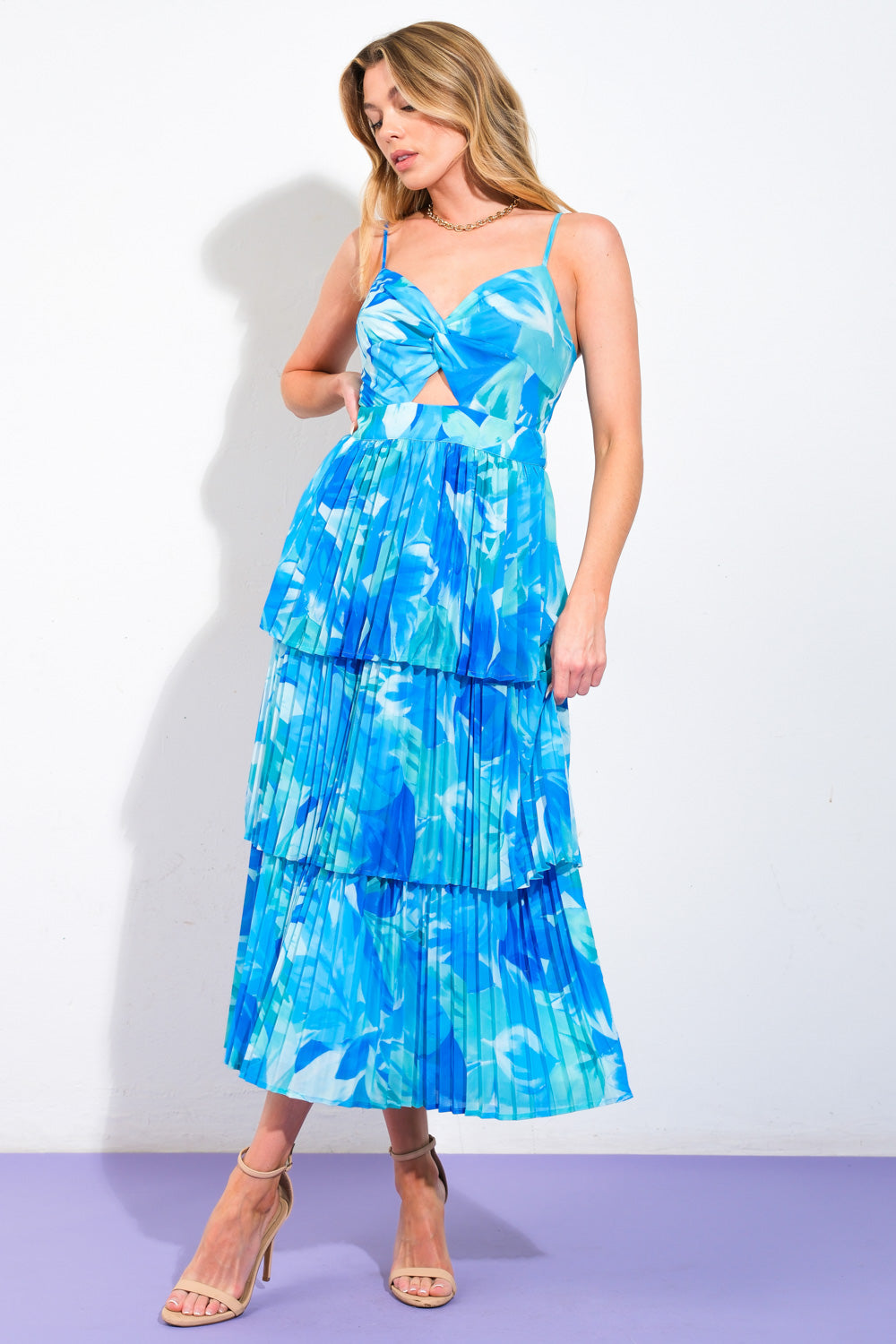 TAKE A VACATION OCEAN WOVEN MIDI DRESS