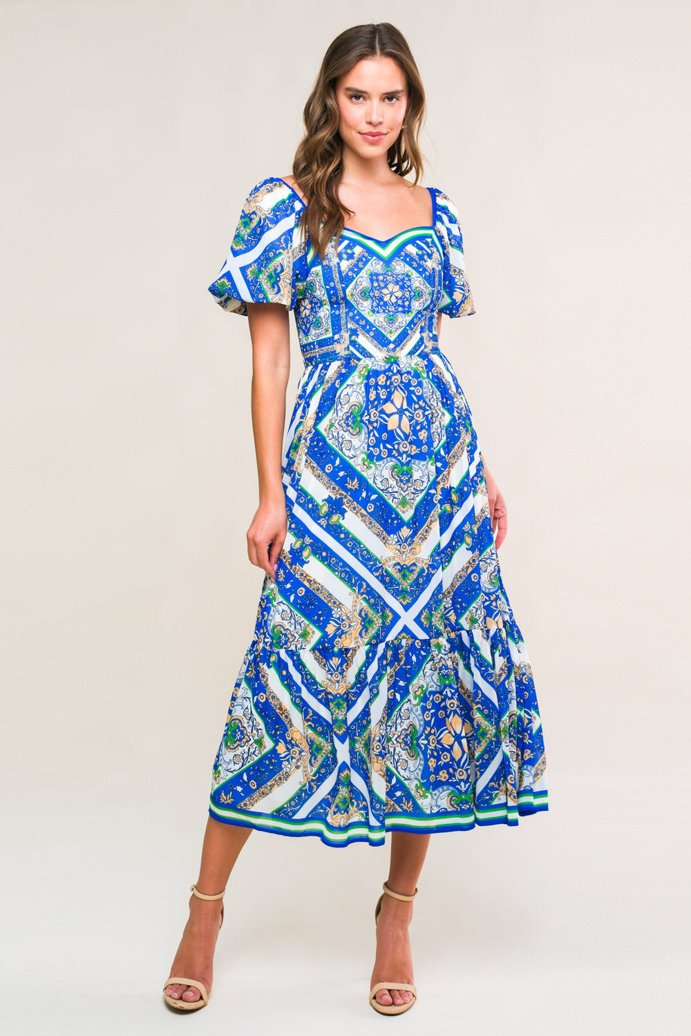 PALM SPRINGS BLOSSOMS WOVEN MIDI DRESS