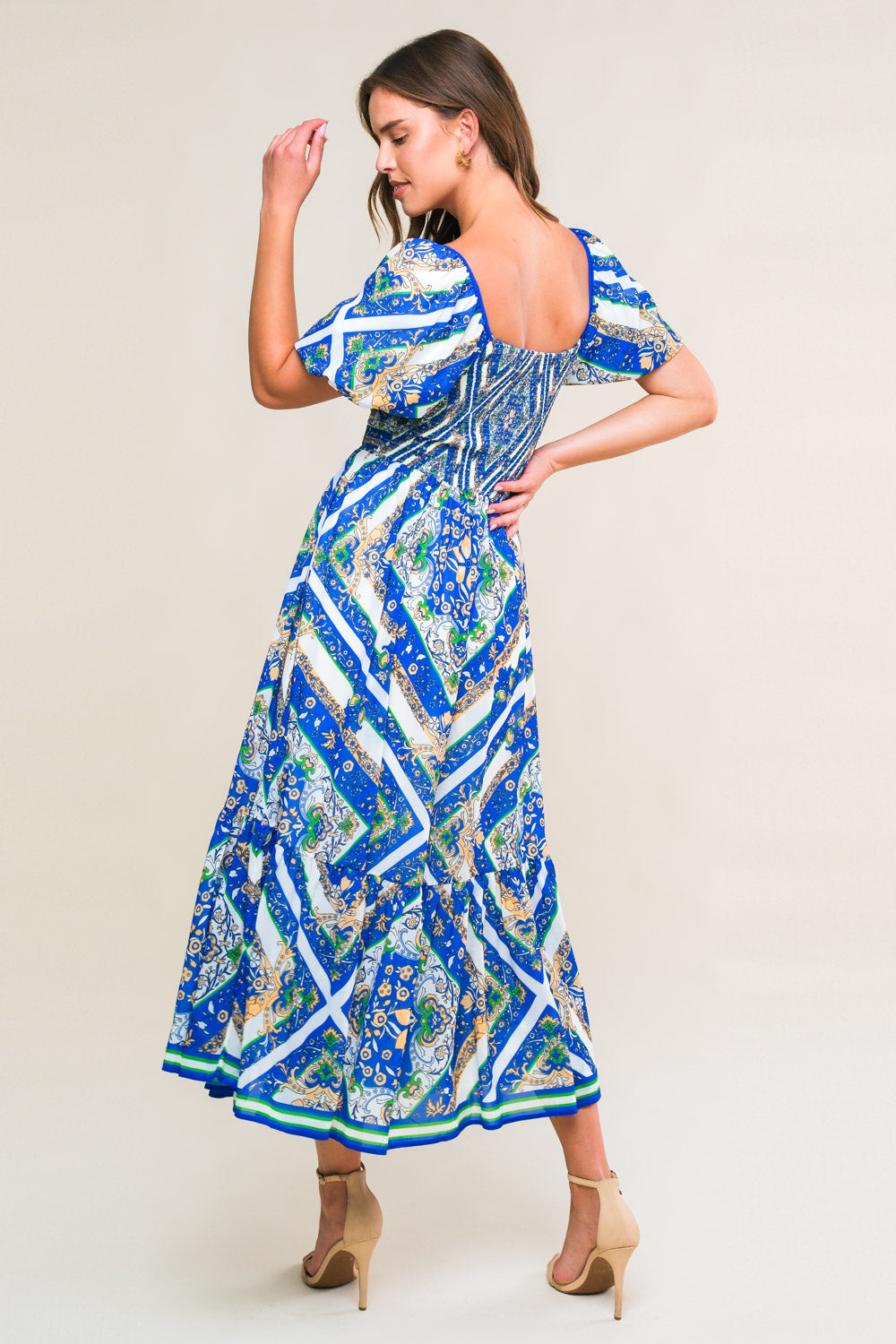 PALM SPRINGS BLOSSOMS WOVEN MIDI DRESS Flying Tomato