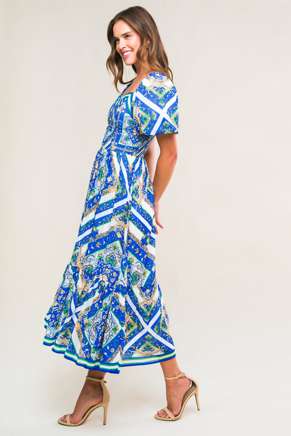 PALM SPRINGS BLOSSOMS WOVEN MIDI DRESS