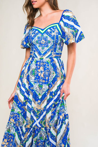 PALM SPRINGS BLOSSOMS WOVEN MIDI DRESS