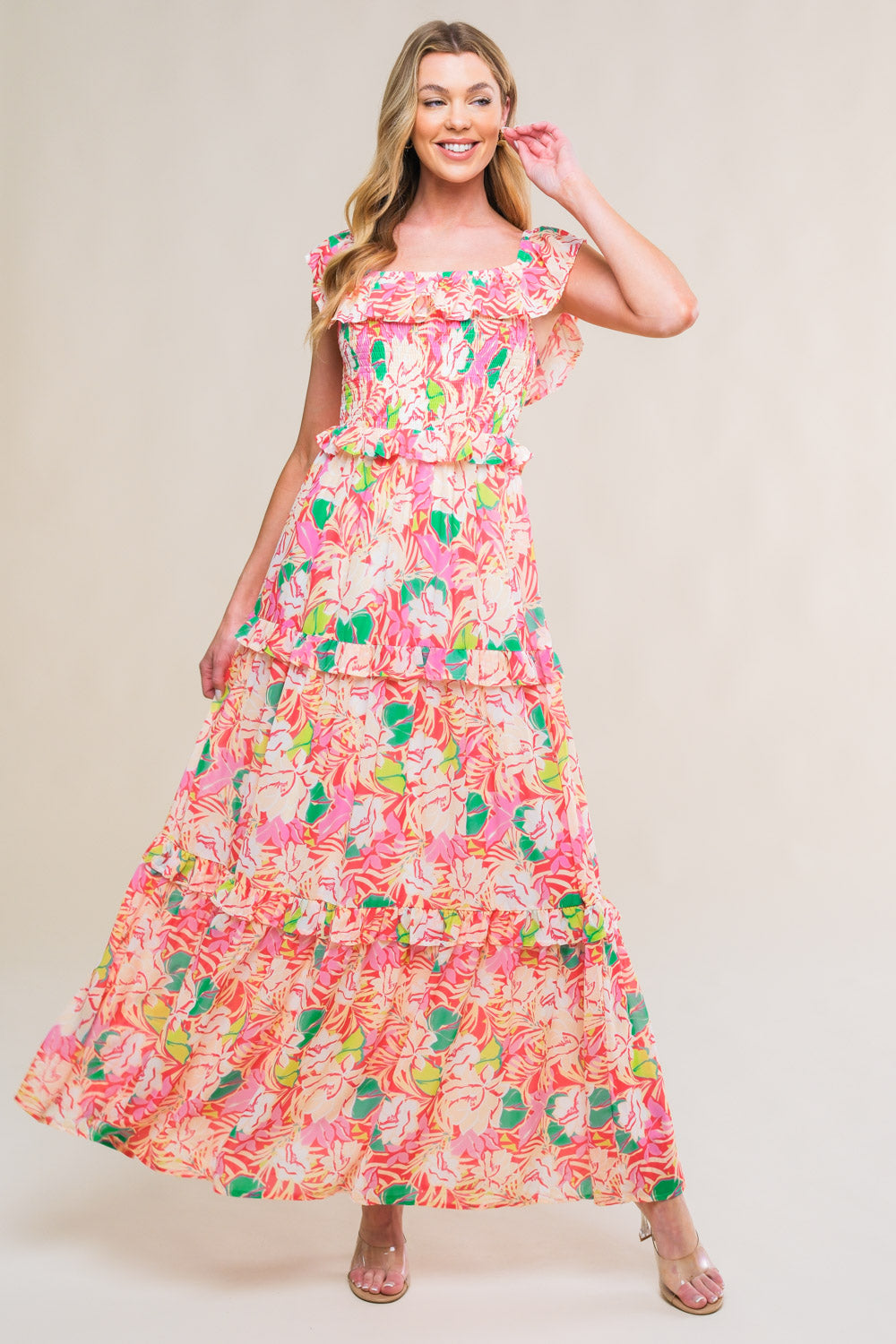 RELAXED CHARM WOVEN MIDI DRESS Flying Tomato