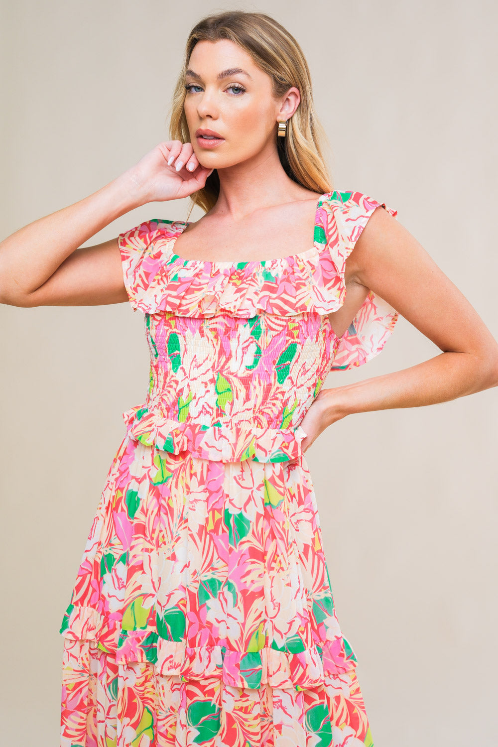 RELAXED CHARM WOVEN MIDI DRESS Flying Tomato