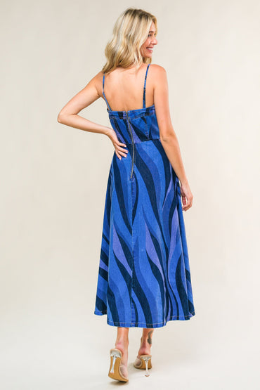 PATRIOTIC PRINCESS DENIM MIDI DRESS