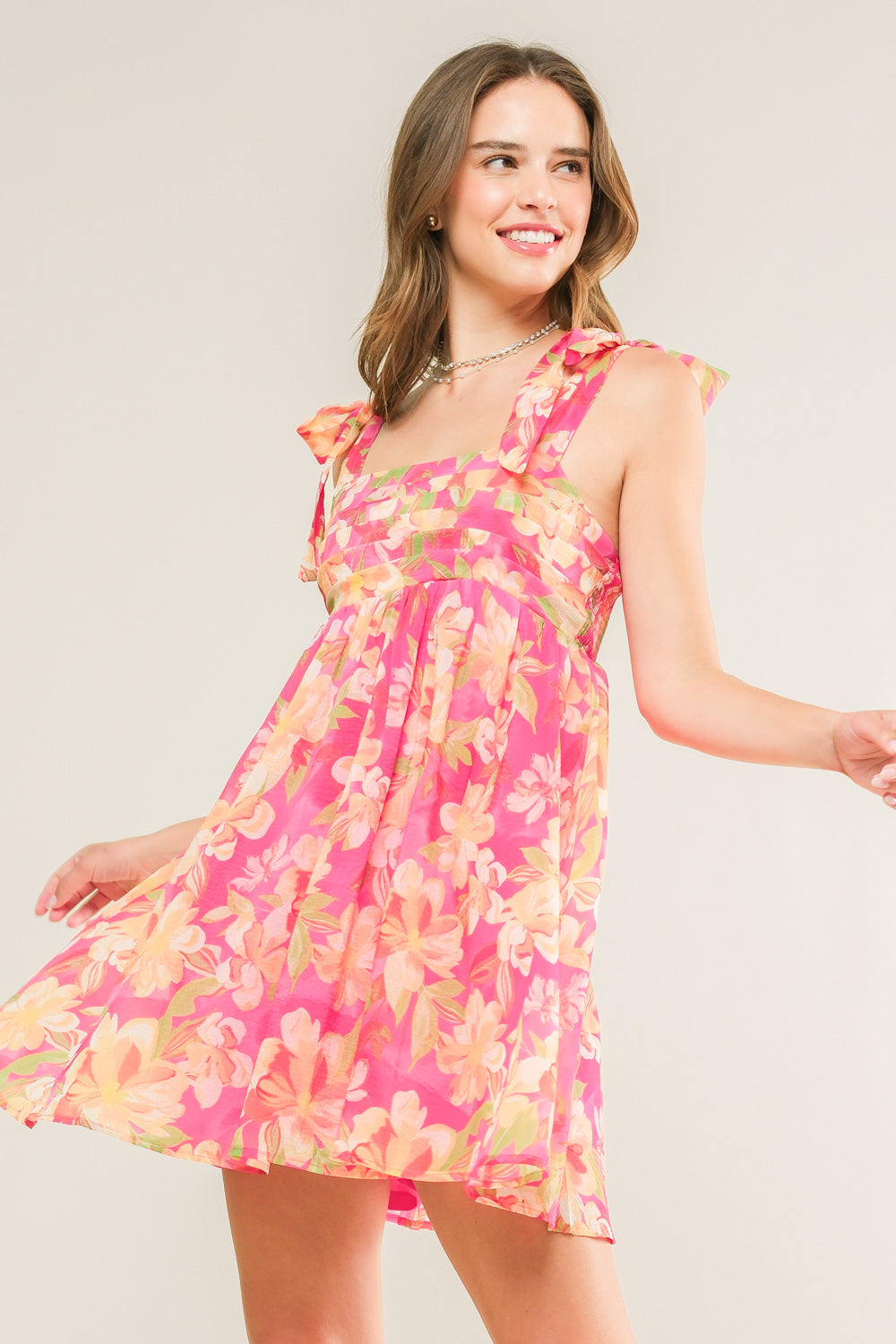TALK OF THE TOWN WOVEN MINI DRESS Flying Tomato