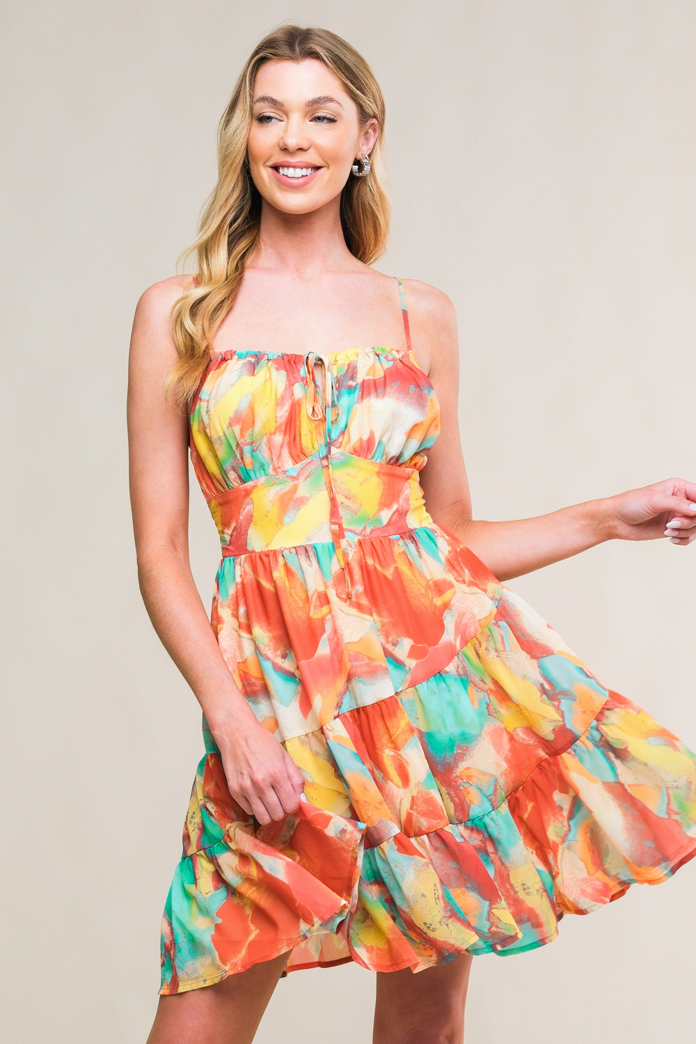 MAJESTIC ENERGY WOVEN MINI DRESS Flying Tomato