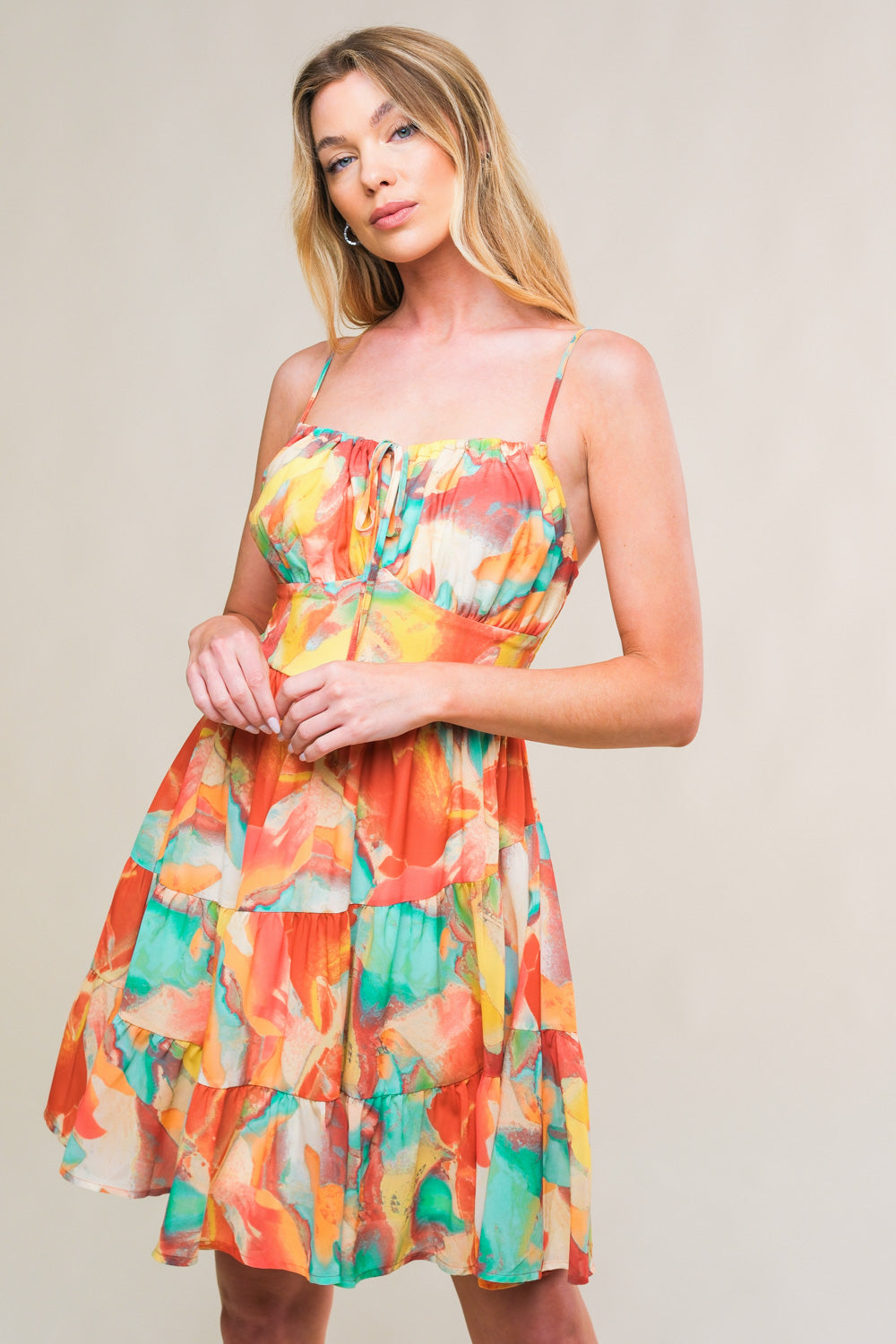 MAJESTIC ENERGY WOVEN MINI DRESS Flying Tomato