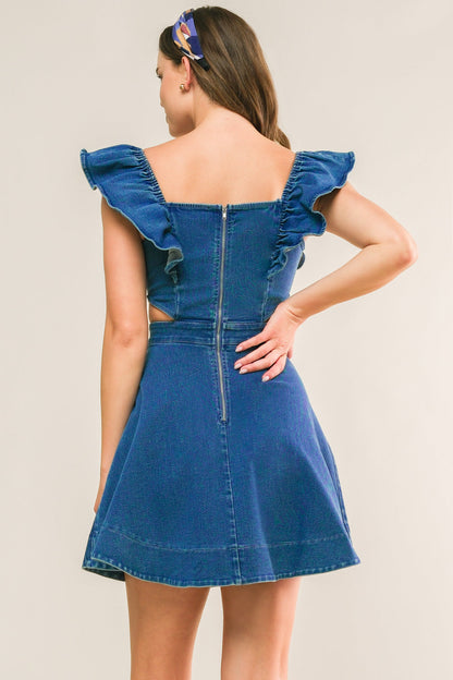 JUST ASK ME DENIM MINI DRESS