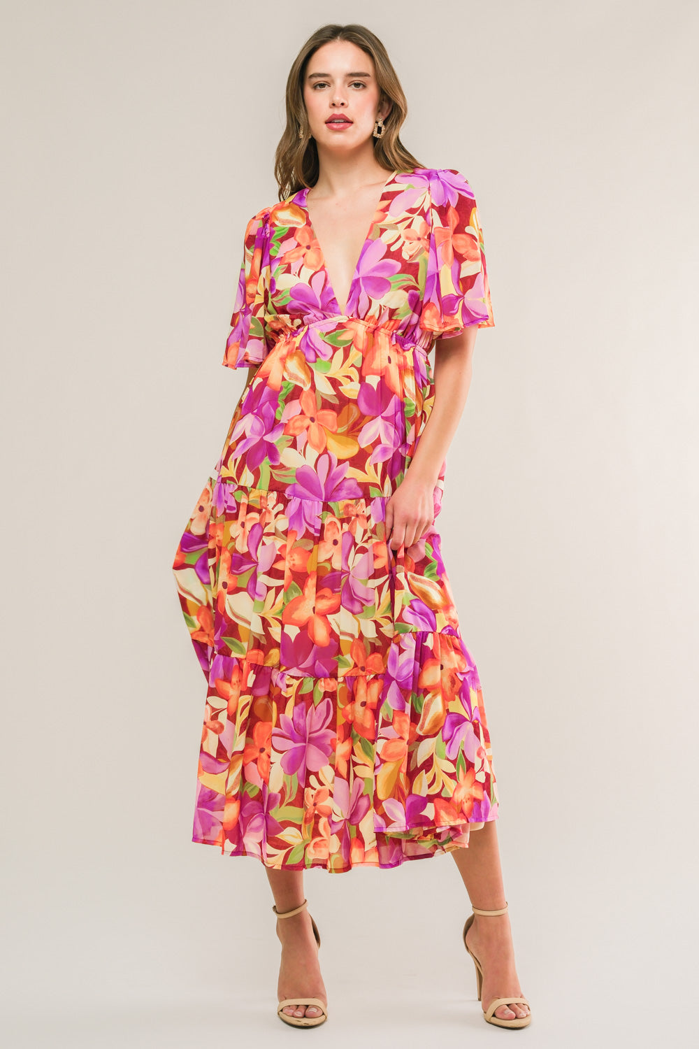 START LOOKING WOVEN MIDI DRESS Flying Tomato