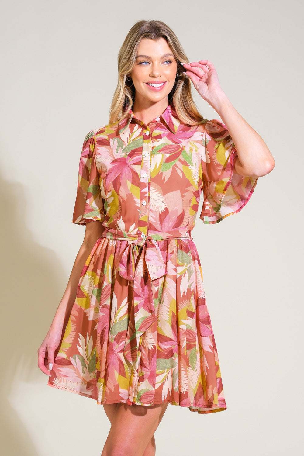WHIMSICAL WAVES WOVEN MINI DRESS Flying Tomato