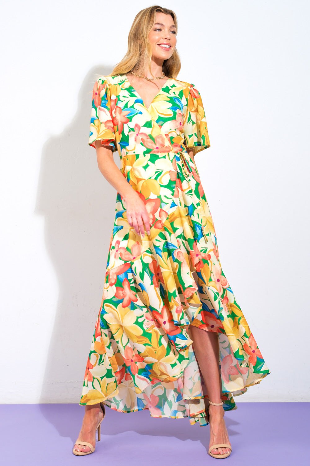 ELABORATE CHARM WOVEN HI-LO DRESS Flying Tomato