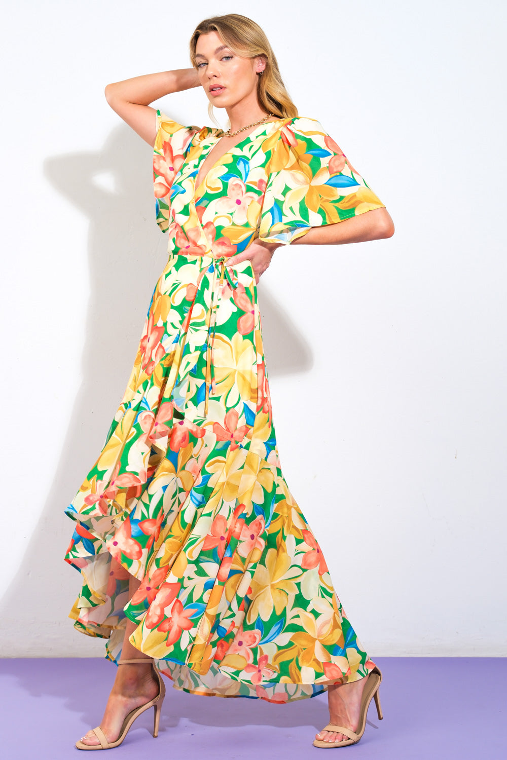 ELABORATE CHARM WOVEN HI-LO DRESS Flying Tomato