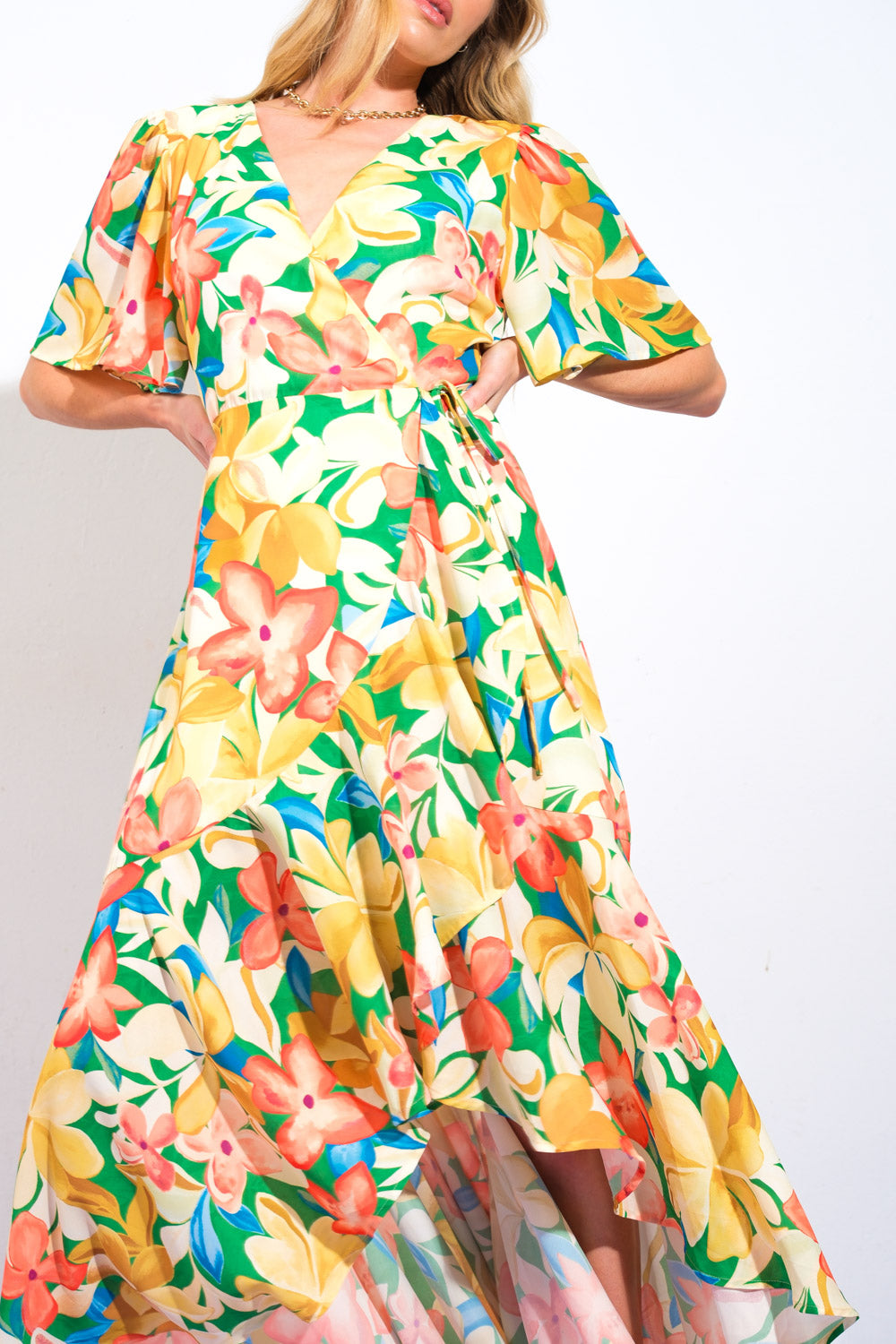ELABORATE CHARM WOVEN HI-LO DRESS Flying Tomato