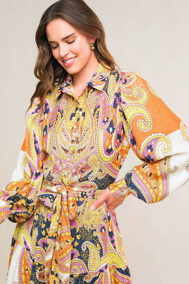 Aesthetic Pose Woven Midi Dress With Shirt Collar Design