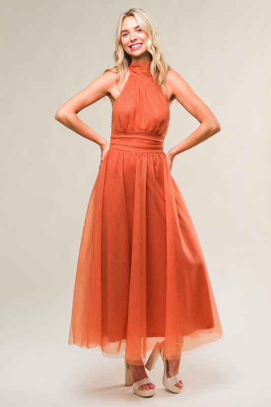 EVERY NOW AND THEN MESH MIDI DRESS Flying Tomato