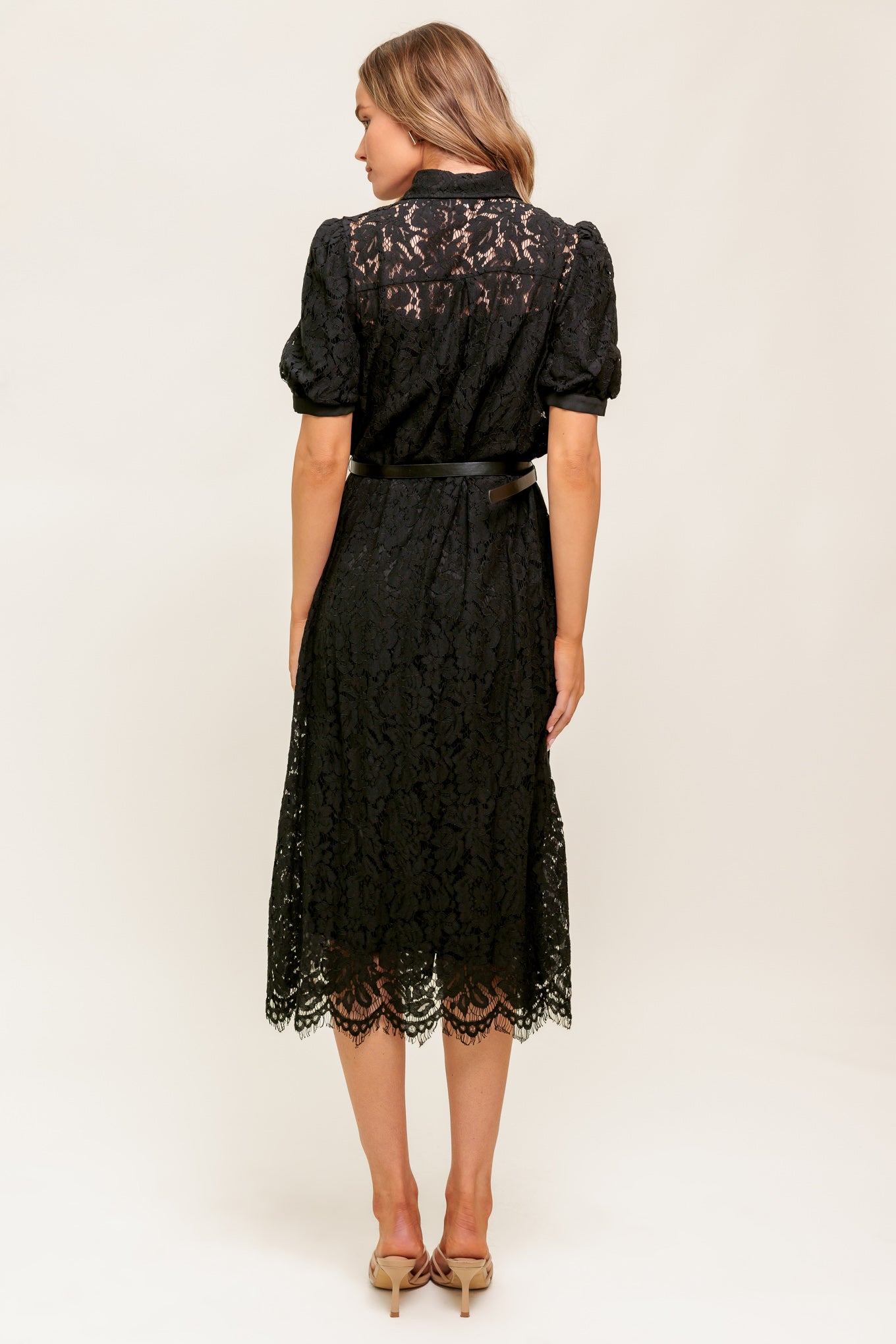 TIMID TO TENACIOUS WOVEN LACE SHIRT DRESS Flying Tomato