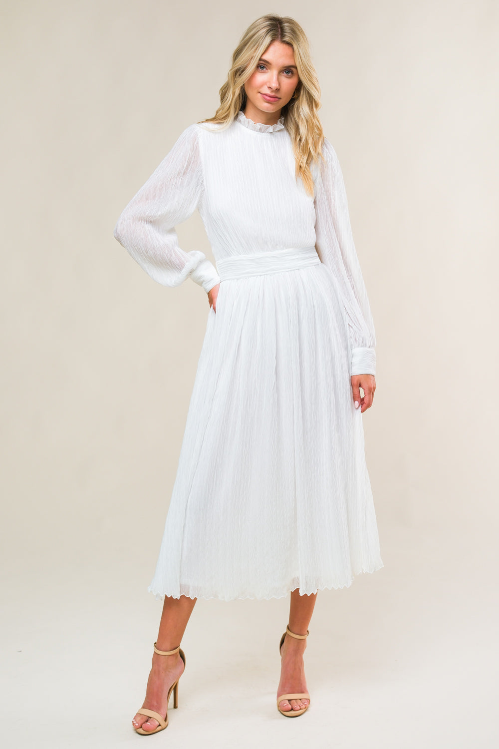 FOREVER WAITING WOVEN MIDI DRESS Flying Tomato