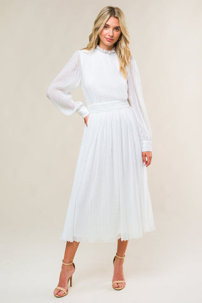 FOREVER WAITING WOVEN MIDI DRESS