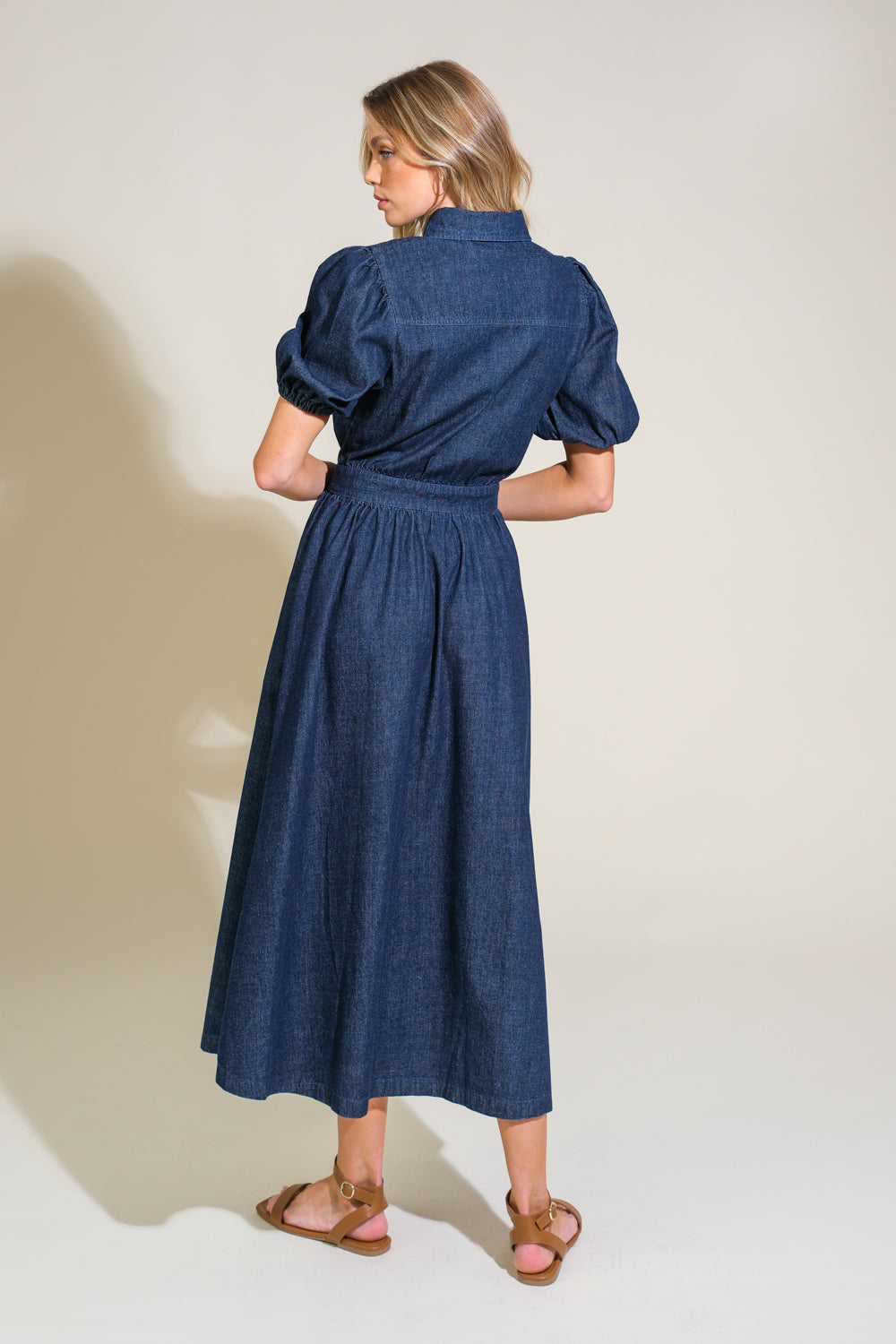 GET THE LOOK DENIM MIDI DRESS Flying Tomato