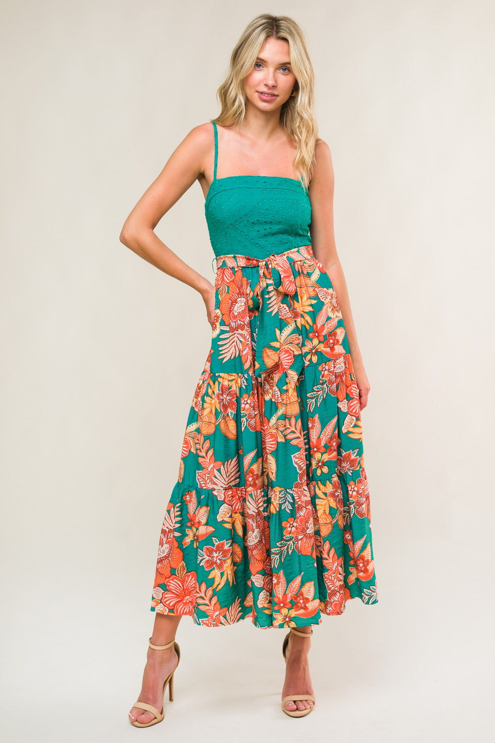 EVERMORE ELEGANCE WOVEN MIDI DRESS Flying Tomato