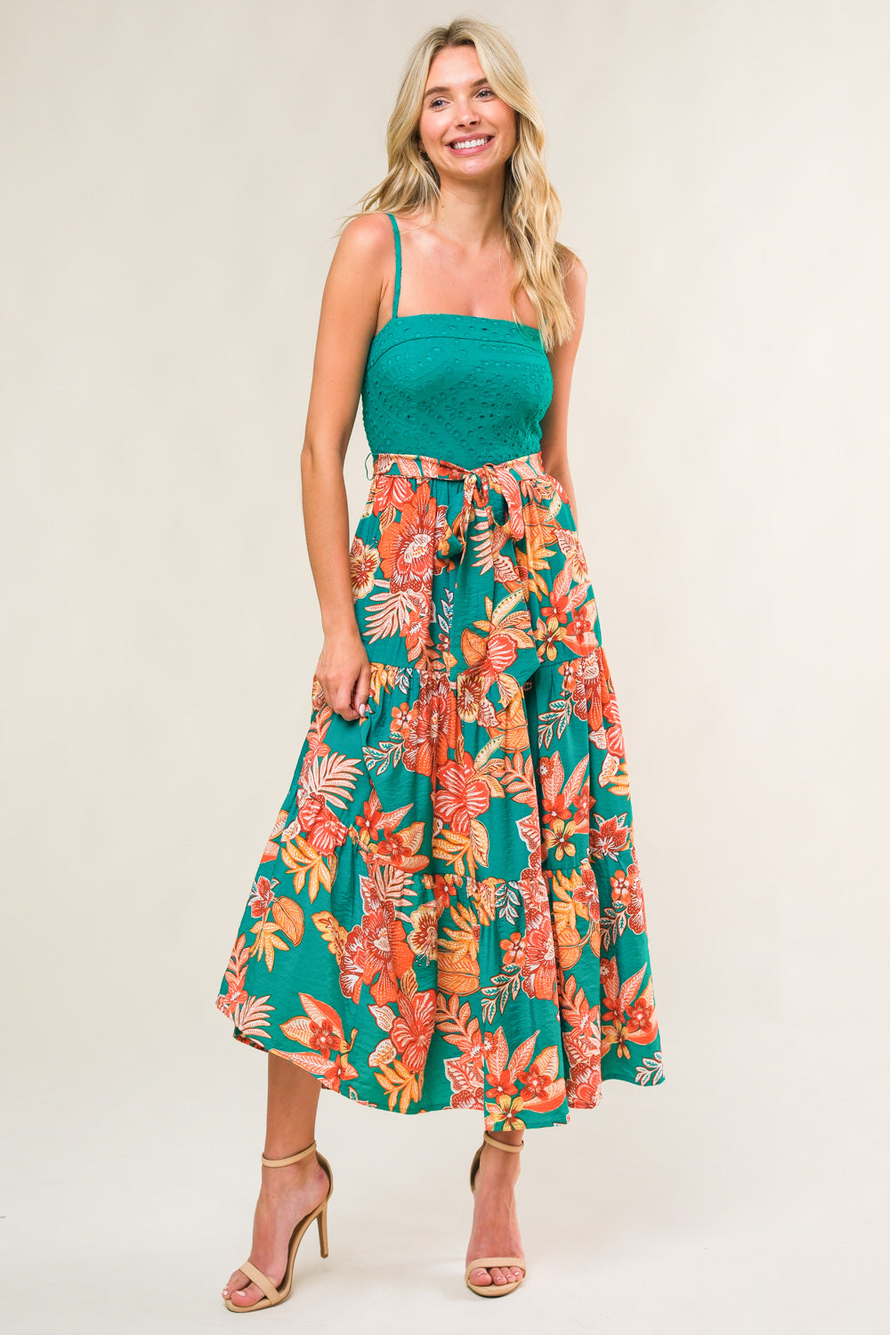 EVERMORE ELEGANCE WOVEN MIDI DRESS Flying Tomato