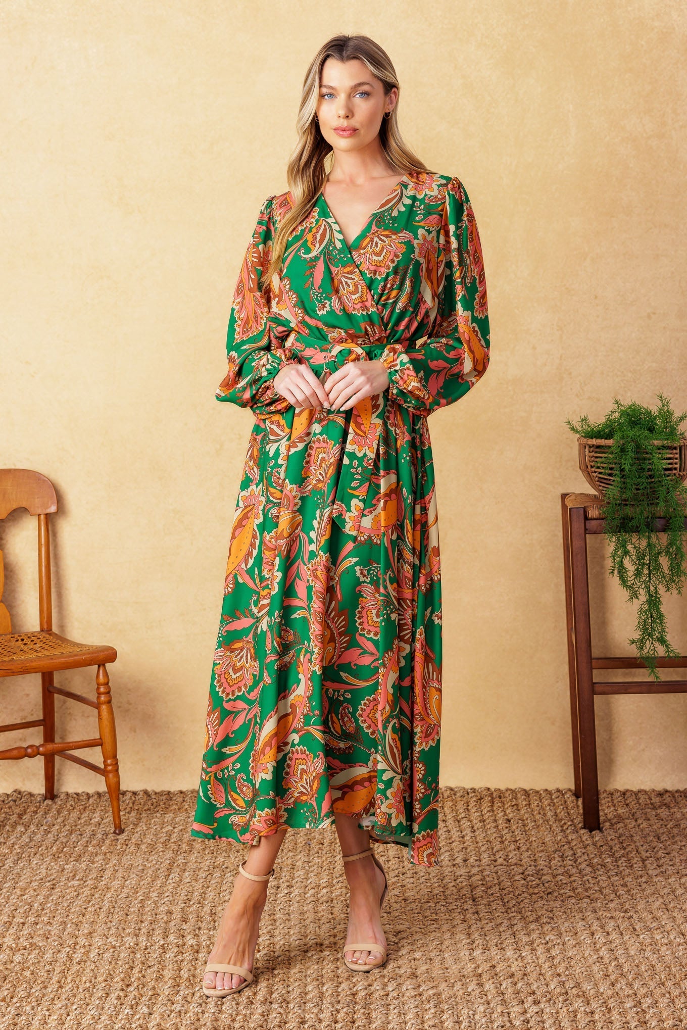 SUNNYSIDE FLORALS WOVEN MIDI DRESS Flying Tomato