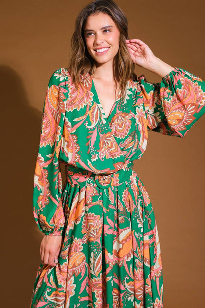 SUNNYSIDE FLORALS WOVEN MIDI DRESS