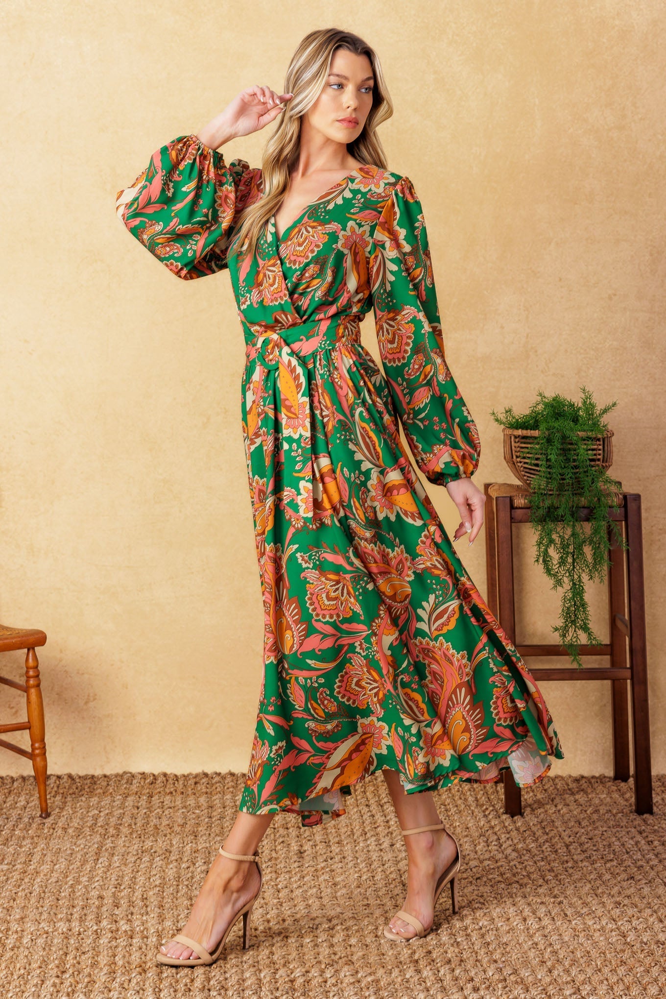 SUNNYSIDE FLORALS WOVEN MIDI DRESS Flying Tomato