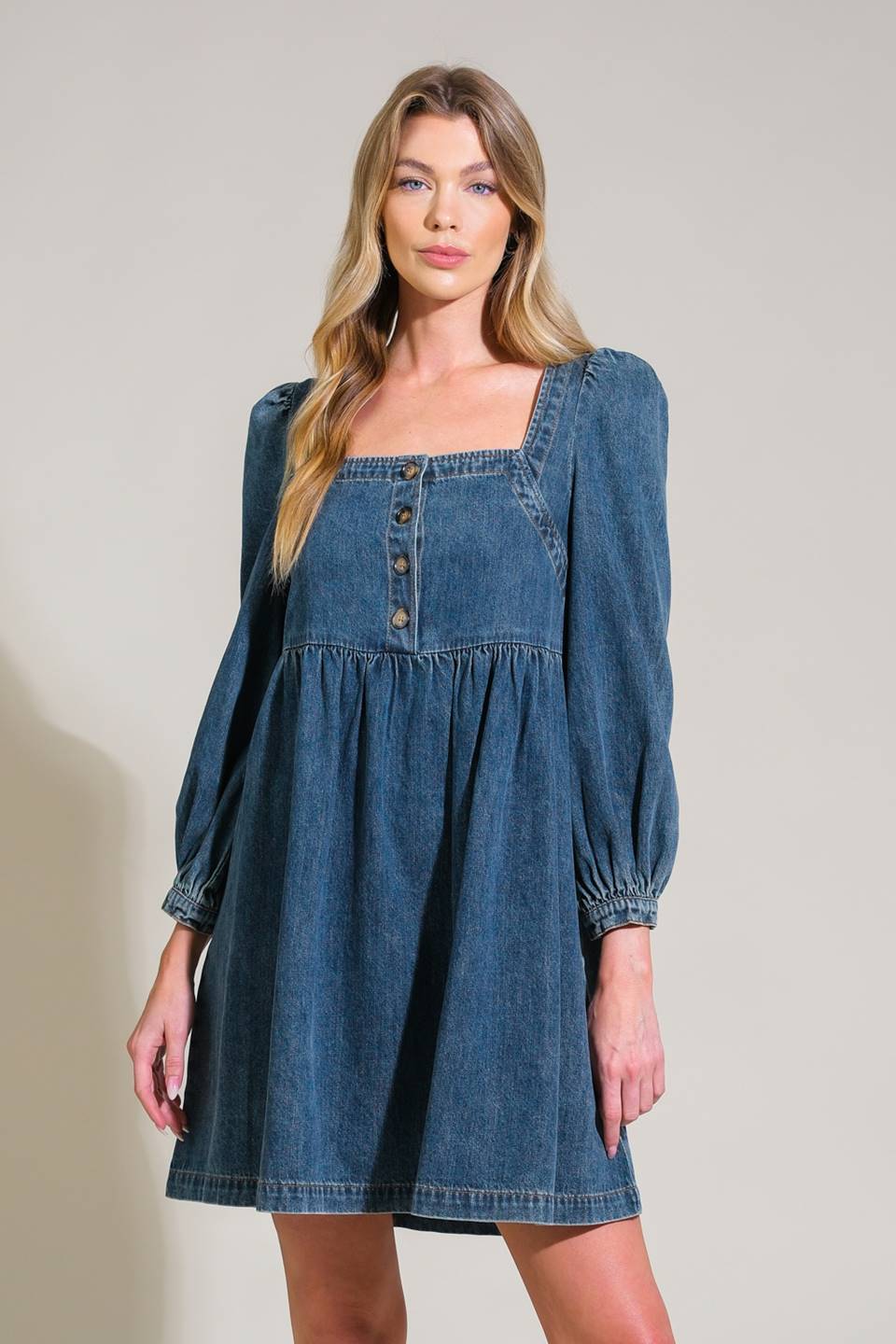 EXOTIC ESCAPE DENIM MINI DRESS