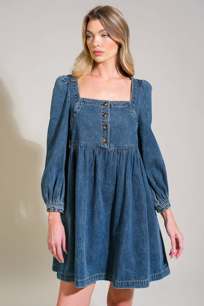 EXOTIC ESCAPE DENIM MINI DRESS