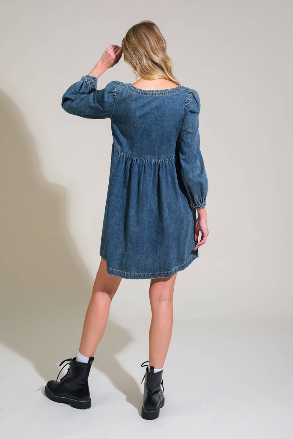 EXOTIC ESCAPE DENIM MINI DRESS Flying Tomato