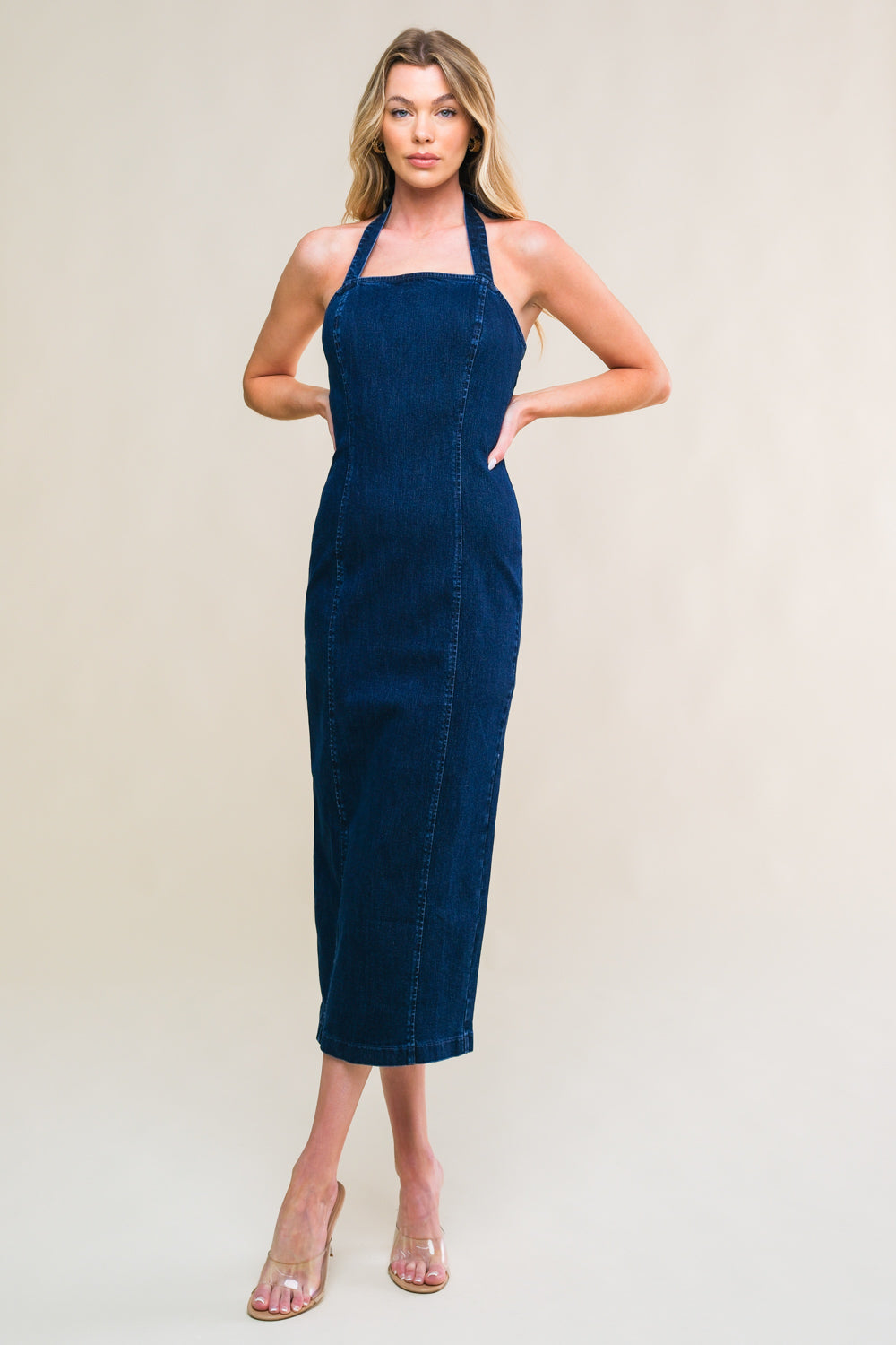 SO QUINTESSENTIAL DENIM MIDI DRESS Flying Tomato