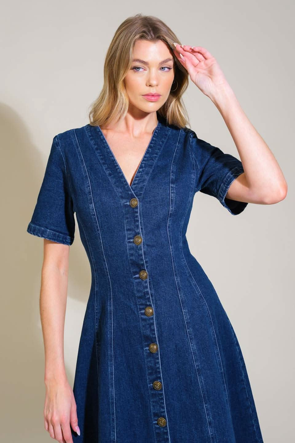 DENIM DREAM PATCHWORK MIDI DRESS