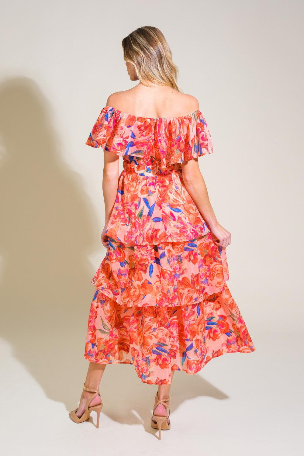 Flying Tomato STROLL THE AVENUES Woven Midi Dress, showcasing the delicate woven texture and a graceful side profile.