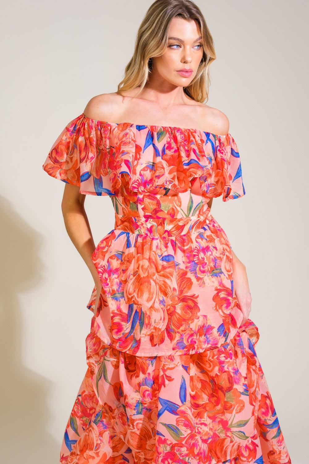 Flying Tomato STROLL THE AVENUES Woven Midi Dress on a model, showcasing its elegant drape and versatile style for quality fa