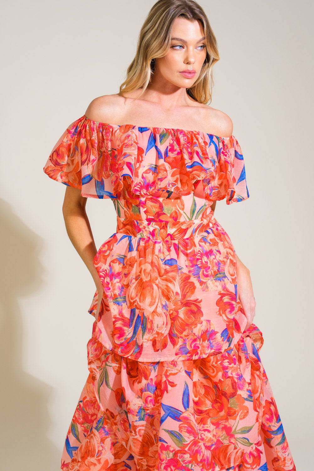 STROLL THE AVENUES WOVEN MIDI DRESS Flying Tomato