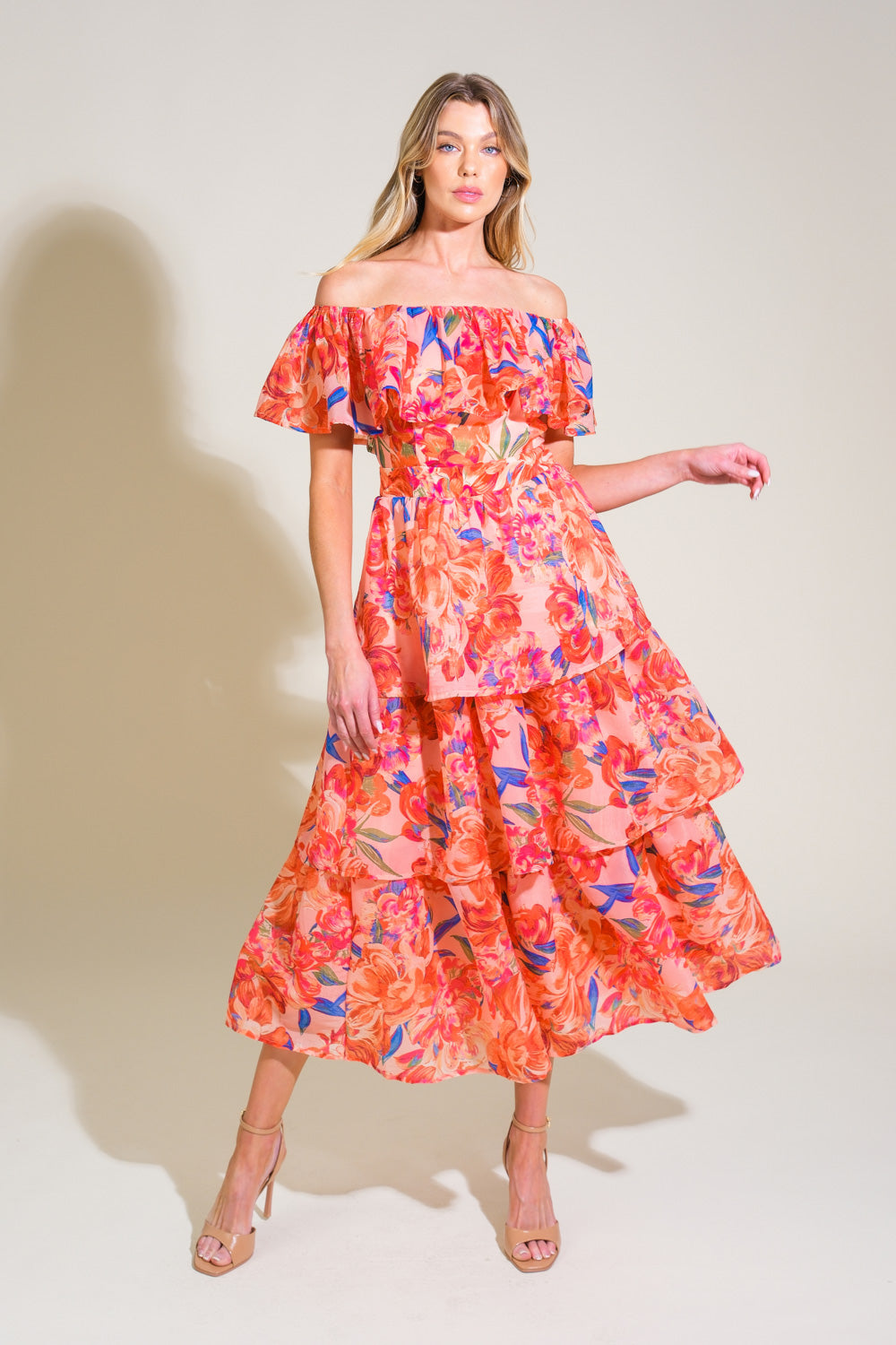 STROLL THE AVENUES WOVEN MIDI DRESS Flying Tomato