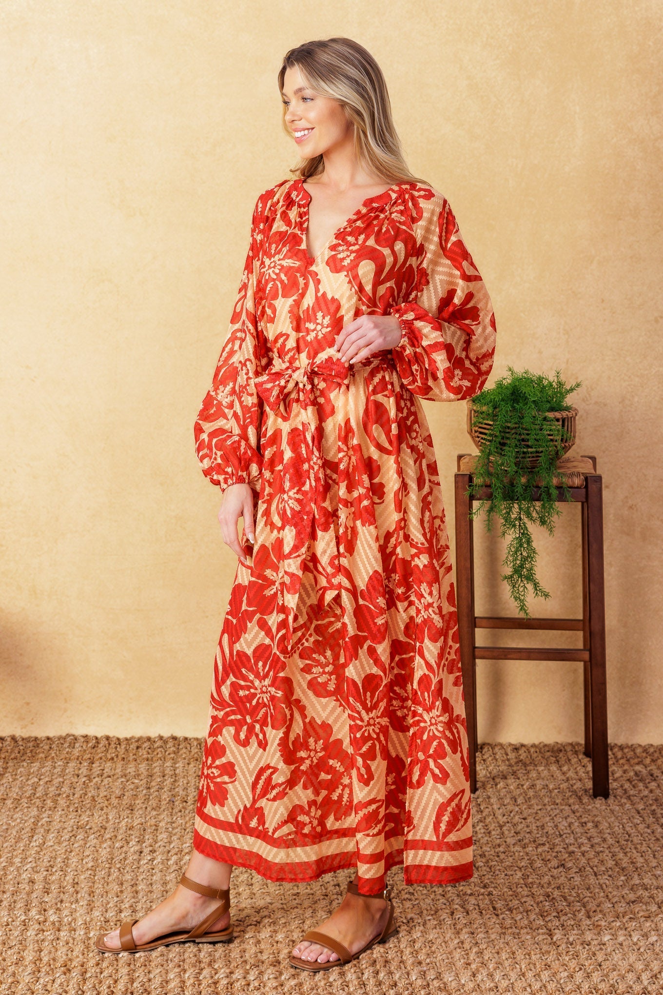 BACK IN ACTION WOVEN MIDI DRESS Flying Tomato