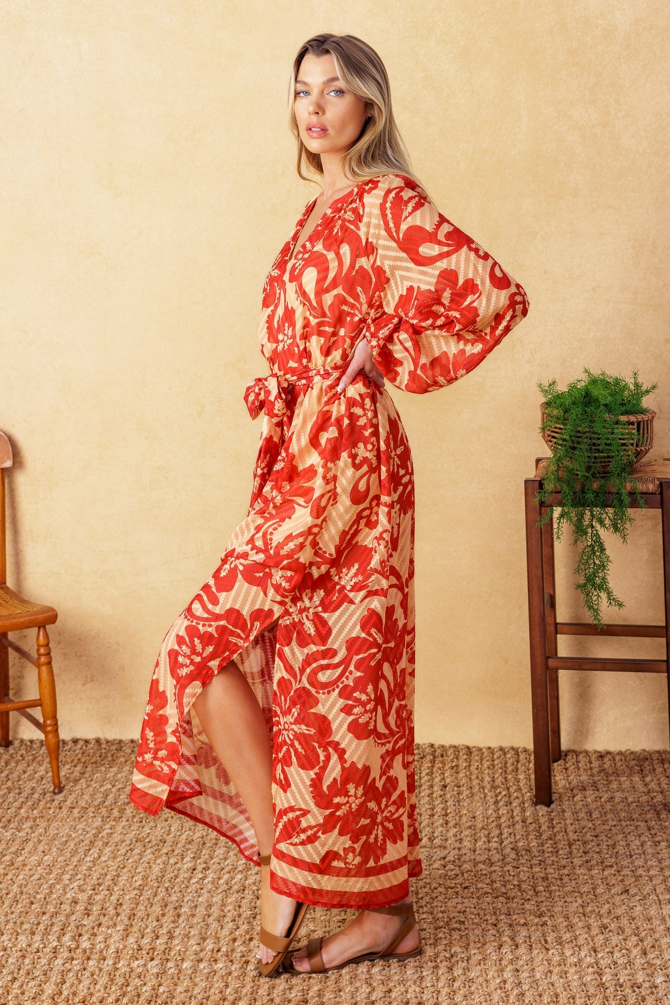 BACK IN ACTION WOVEN MIDI DRESS Flying Tomato