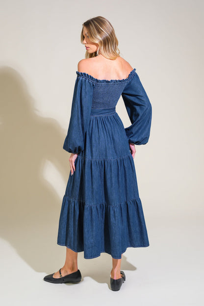 ARTISTIC IMPULSE DENIM MIDI DRESS