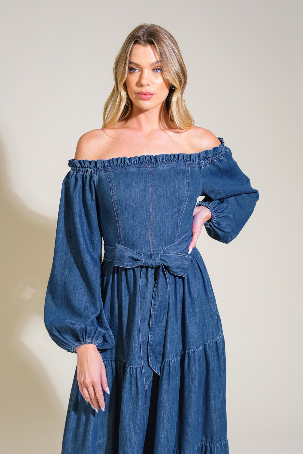 ARTISTIC IMPULSE DENIM MIDI DRESS Flying Tomato