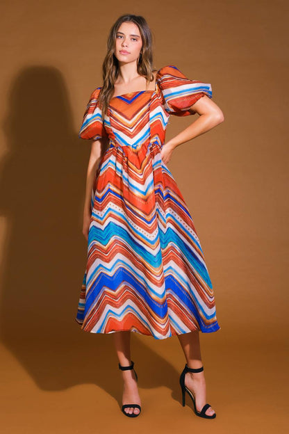 BRIGHT PERSONALITY WOVEN MIDI DRESS