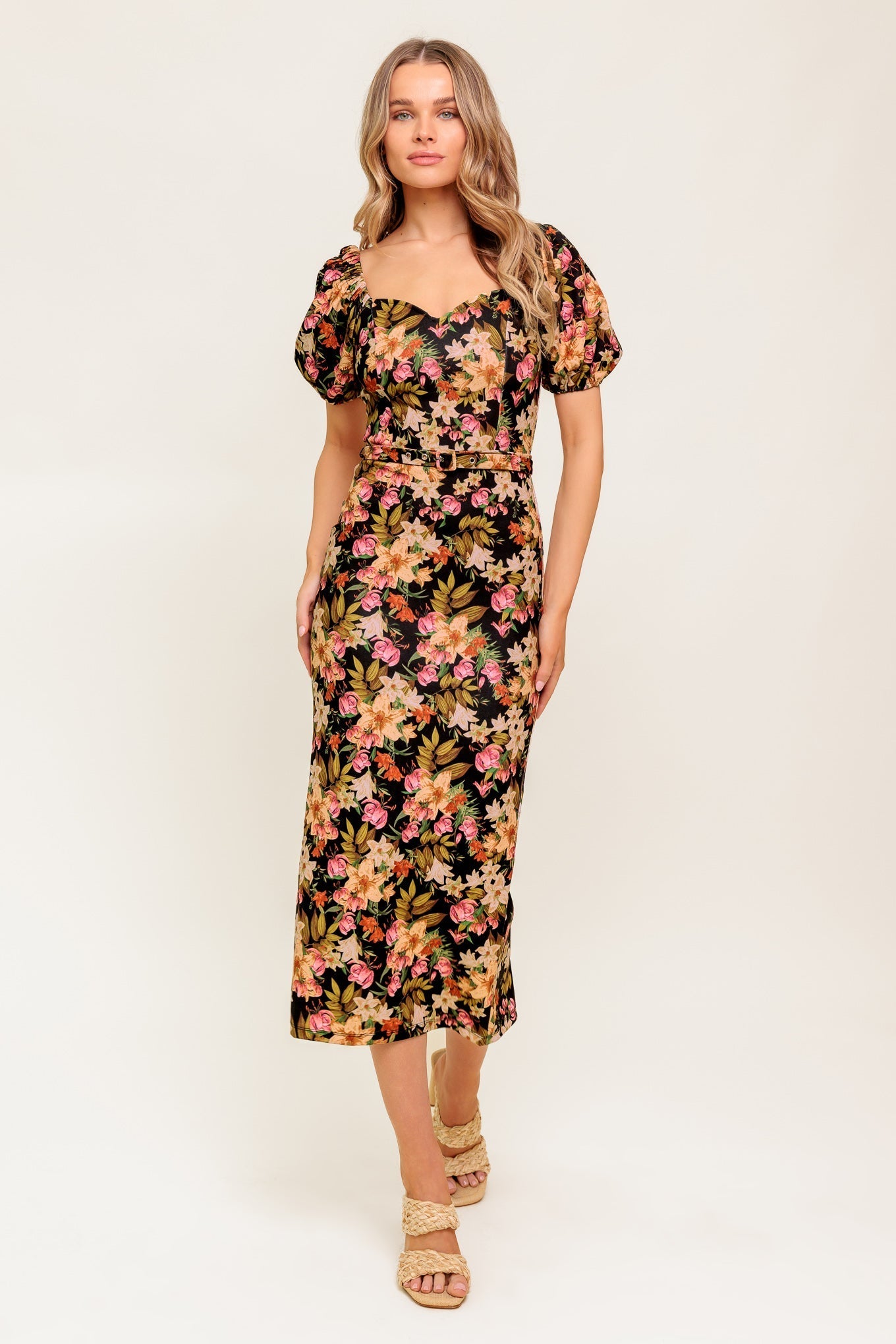 SWEET AT HEART WOVEN MIDI DRESS Flying Tomato