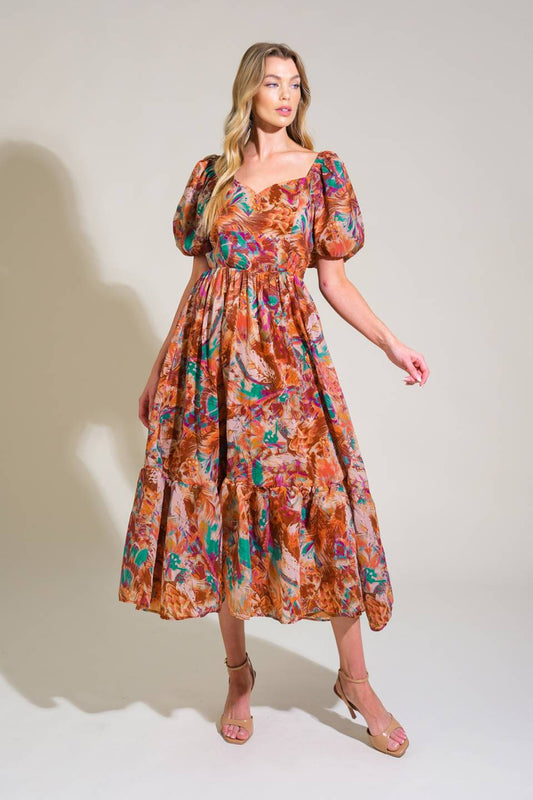 BRING US BACK WOVEN MIDI DRESS Flying Tomato