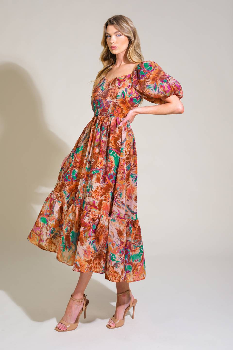 BRING US BACK WOVEN MIDI DRESS Flying Tomato