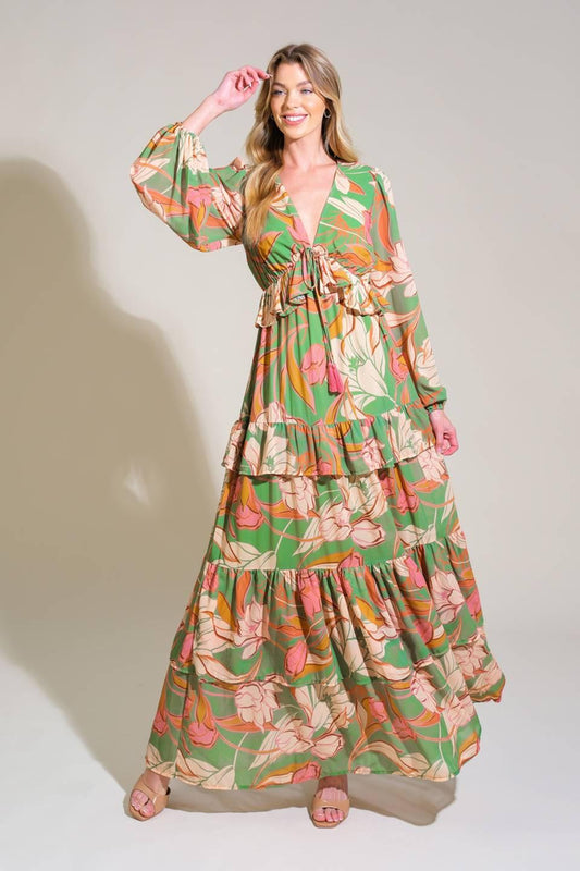 Flying Tomato GRACE IN EVERY STEP WOVEN MAXI DRESS, full length, showcasing its elegant flowing silhouette and natural woven 