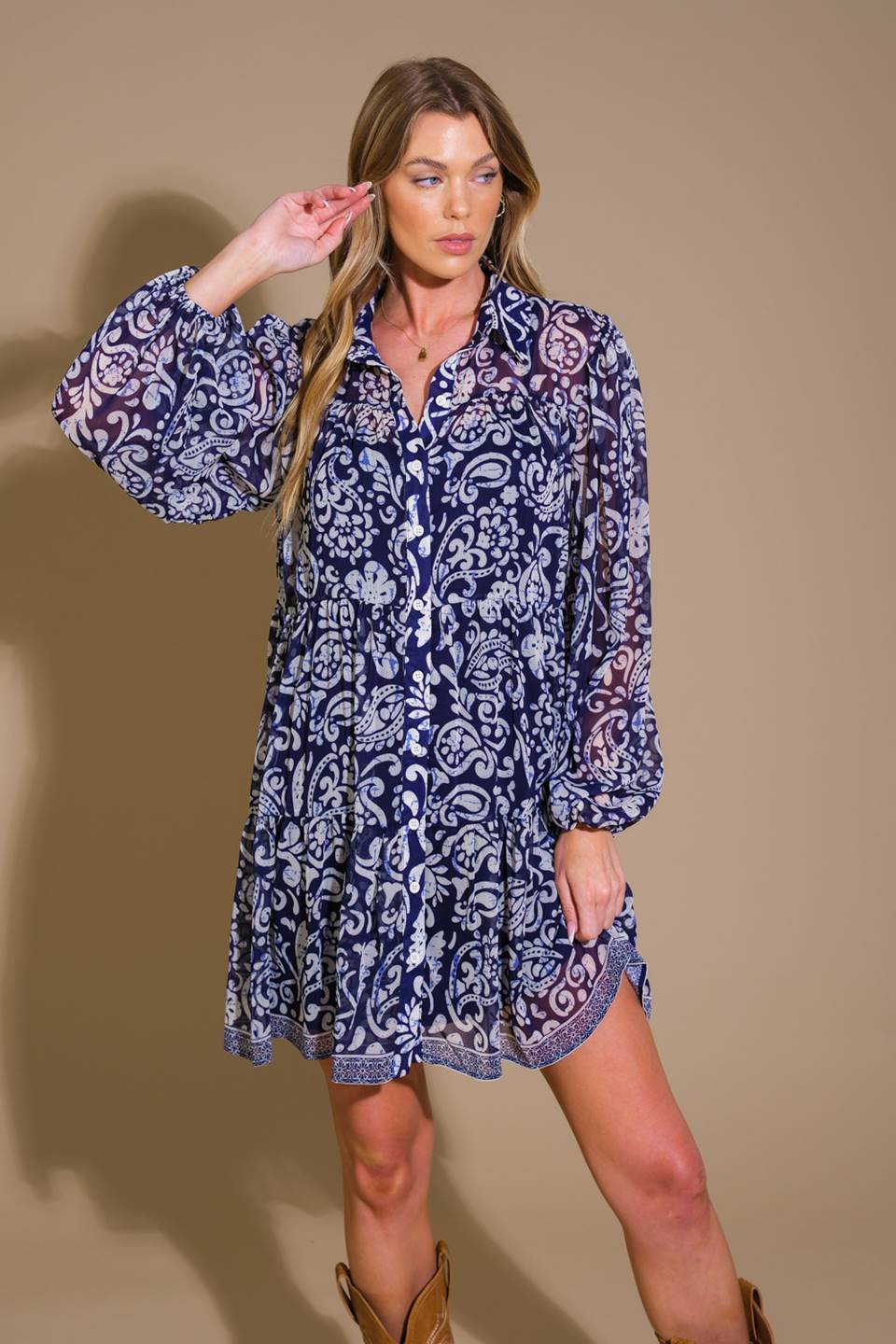 STICK TO THE PLAN WOVEN MINI DRESS Flying Tomato