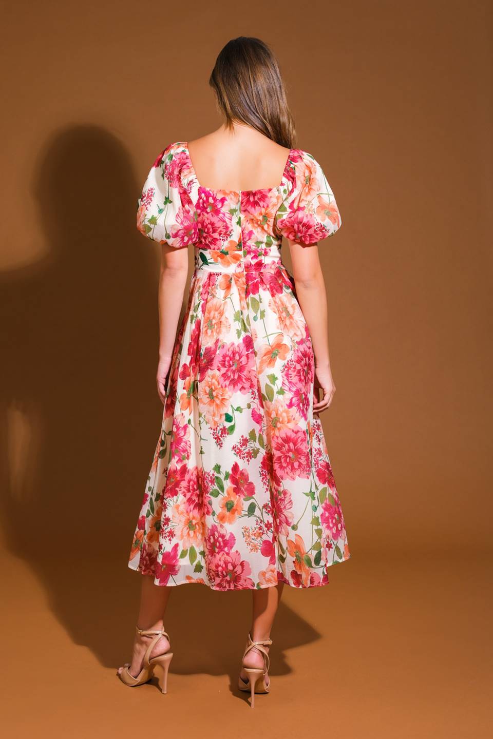 FLORAL REVERIE WOVEN MIDI DRESS Flying Tomato