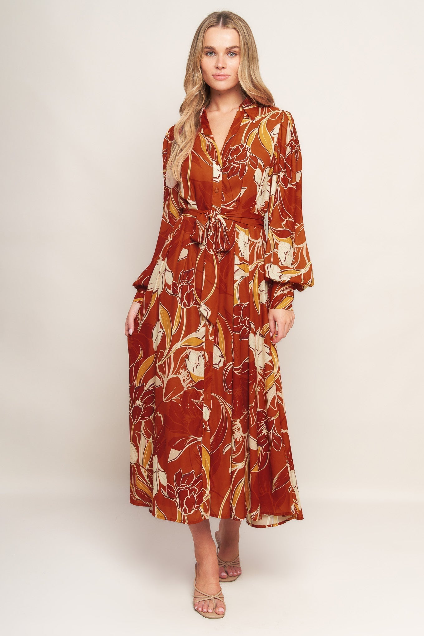 BLOOMING RADIANCE WOVEN MIDI DRESS Flying Tomato