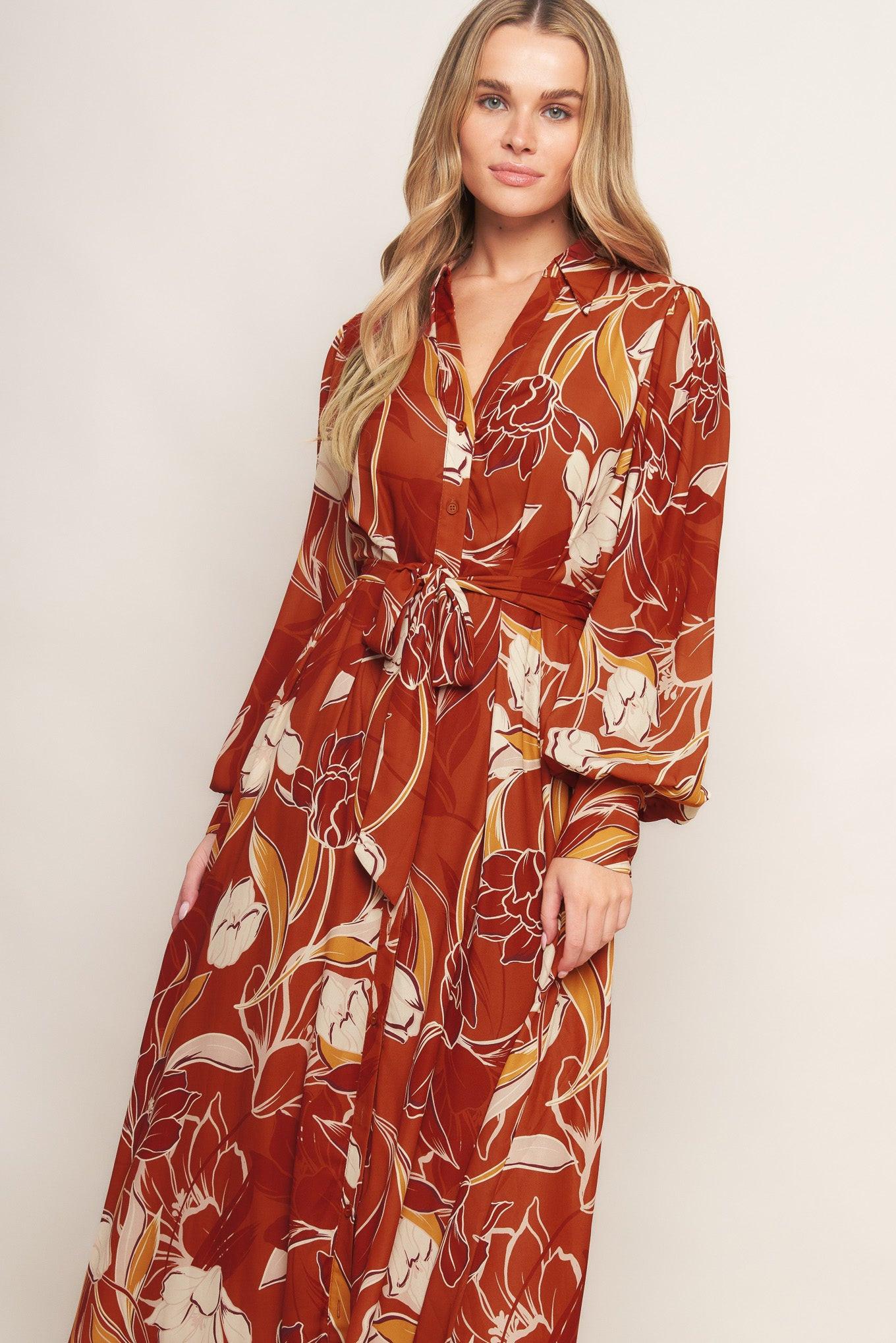 Detail shot of the Flying Tomato Blooming Radiance Woven Midi Dress neckline, showcasing its thoughtful design and quality fi